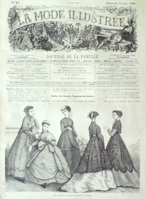Journal Mode illustrée 1868 # 24 Robes de ville