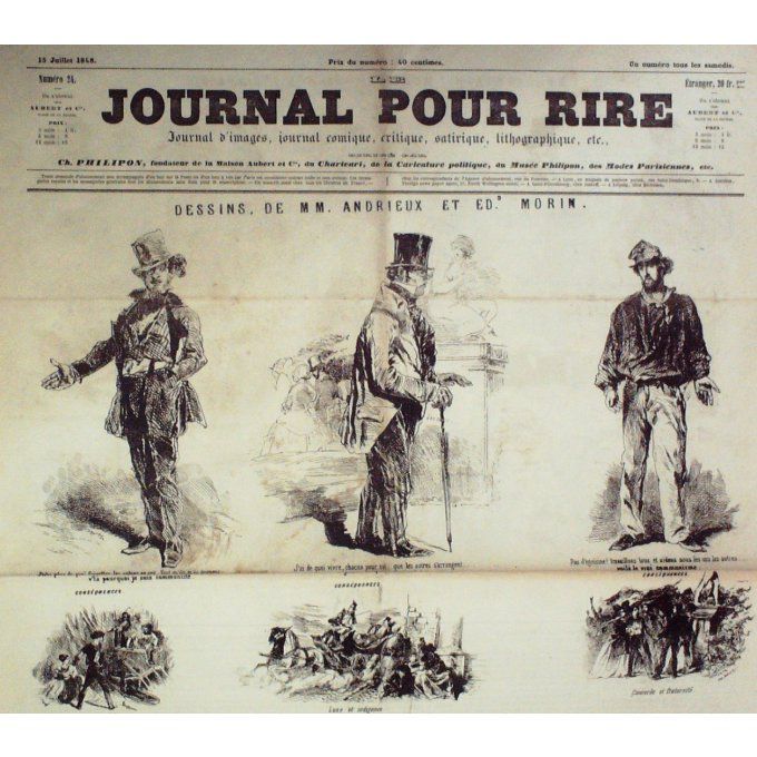 Le Journal pour RIRE 1848 n° 24 ARISTOCRATES DORE SOCIALISME FARIBOLES EMY CARICATU