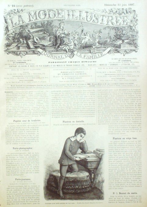 Journal Mode illustrée 1887 # 24 Costume de garçon