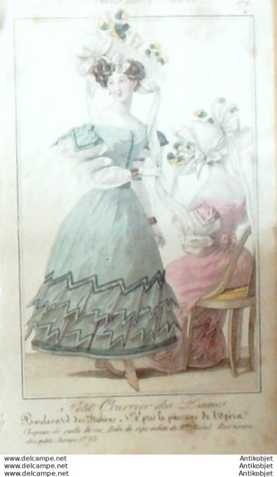 Gravure Mode Courrier des Dames 1826 #  572 (eau forte old Fashion plate)