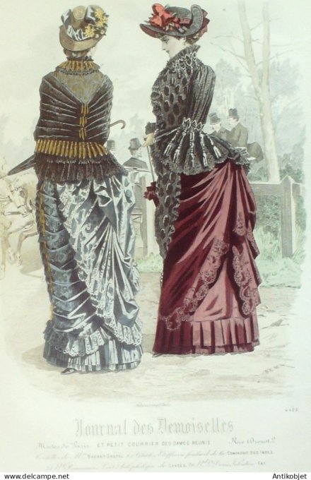 Gravure Mode J.Demoiselles 1883 # 4422 (aquarelle Old Fashion plate)