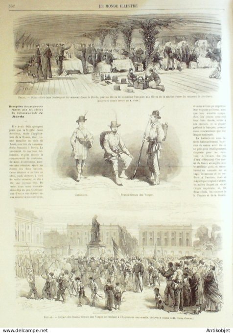 Le Monde illustré 1867 n°529 Algérie Alger Tunis Palais du Bey  de Tunis Courses Epsom