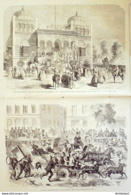Le Monde illustré 1867 n°529 Algérie Alger Tunis Palais du Bey  de Tunis Courses Epsom