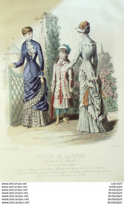 Gravure Mode La Gazette 1880 # 441 (Old Fashion plate)