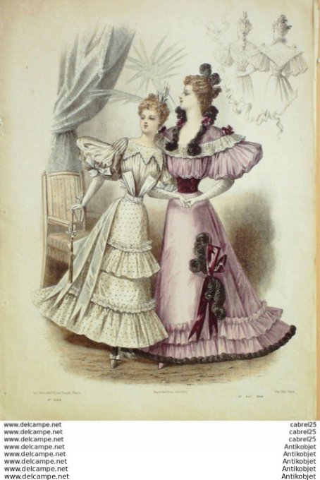 Gravure Mode Le Coquet 1894 # 47 (Old Fashion plate)