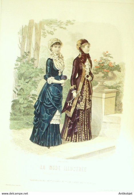 Gravure de mode La Mode illustrée 1881 n°10 (Maison Fladry-Coussinet)