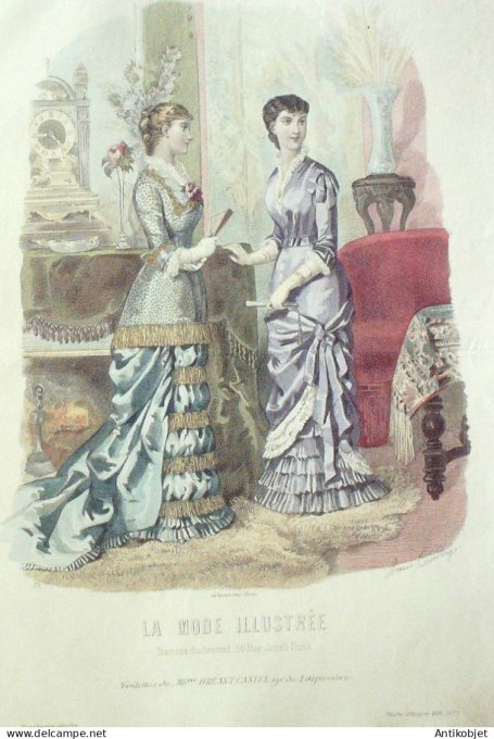 Gravure Mode illustree 1881 #  1 (Old Fashion plate)