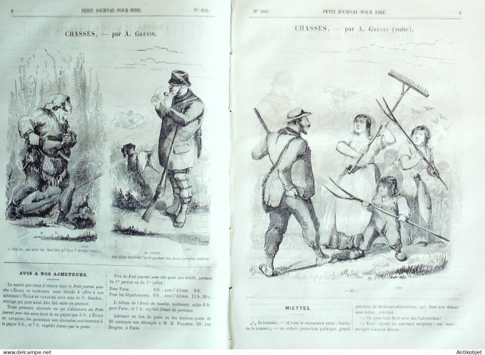 Petit journal pour Rire 1862 # 395 Chasses Grevin