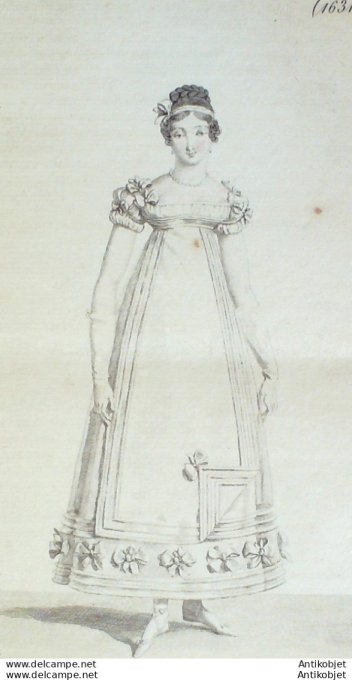 Costume Parisien 1817 # 1631 Robe crêpe garnie en rubans
