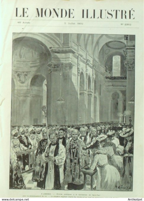 Le Monde illustré 1902 n°2362 Londres Buckingham Edouard VII Alexandre Dumas Paris-Vienne course aut