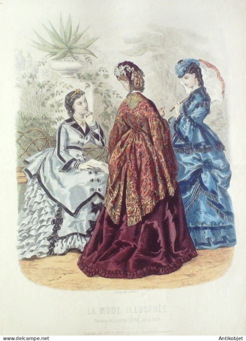 Gravure Mode illustree 1870 # 16 (Old Fashion plate)