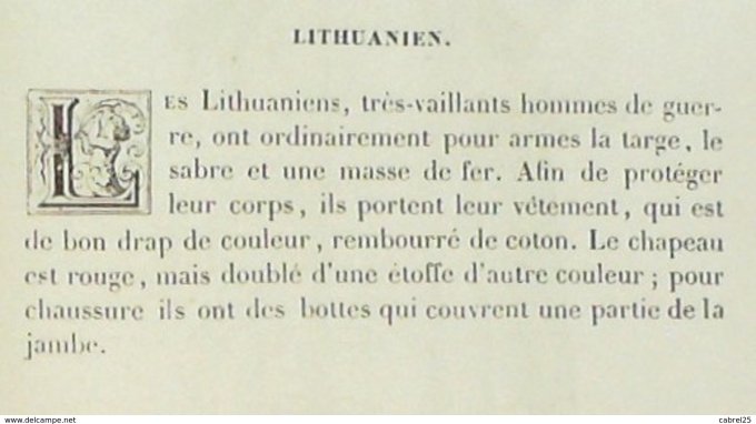 Lithuanie Homme d'arme 1859