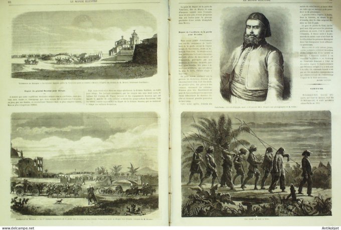 Le Monde illustré 1863 n°303 Mexique Vera-Cruz Egypte Saîd Pacha Cogs de combat