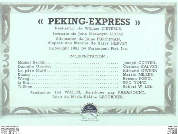 Pekin Express Joseph Cotten Marvin Miller