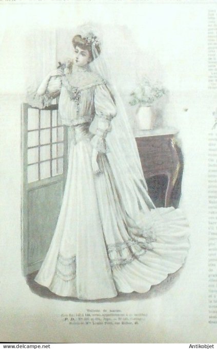 La Mode illustrée journal 1905 n° 14 Toilette de mariée