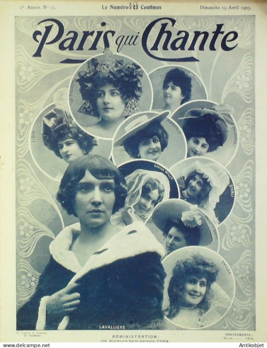 Paris qui chante 1903 n° 13 Lavallière Darty Dona Berger Xanrof MarinierBian-Ka