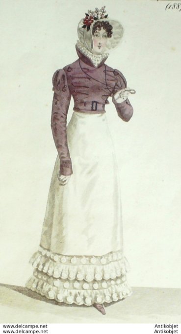 Costume Parisien 1820 # 1887 Robe perkale velours Spencer