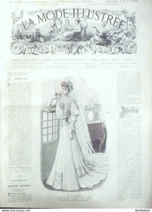 La Mode illustrée journal 1905 n° 14 Toilette de mariée