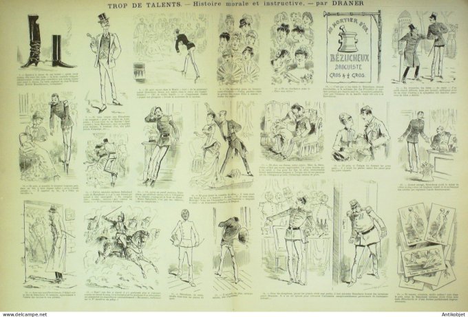 La Caricature 1884 #225 Trop de talents Draner Macédoine Trock