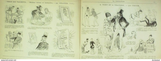 La Caricature 1884 #225 Trop de talents Draner Macédoine Trock