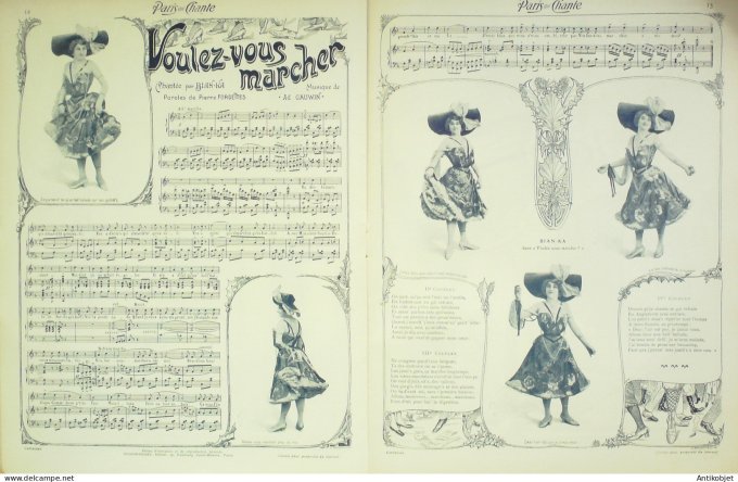 Paris qui chante 1903 n° 13 Lavallière Darty Dona Berger Xanrof MarinierBian-Ka