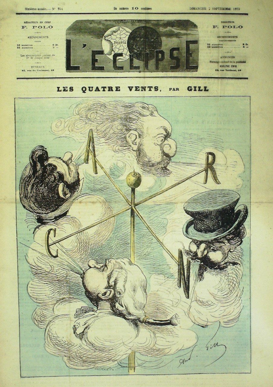 L'Eclipse 1873 n°254 LES QUATRE VENTS André GILL