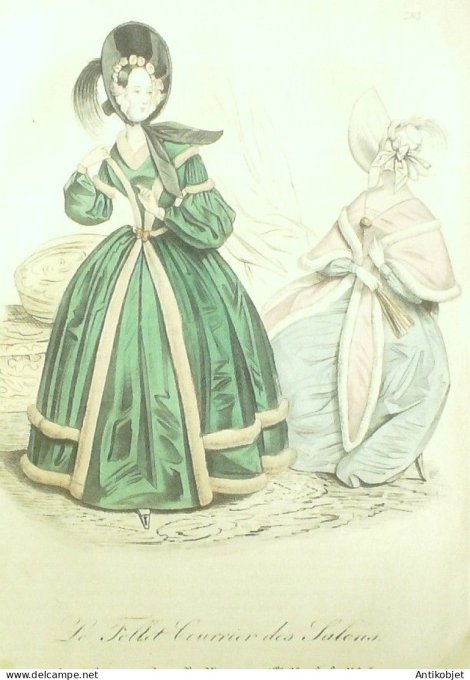 Gravure Mode Le Follet 1833 # 283 (aquarelle Old Fashion plate)