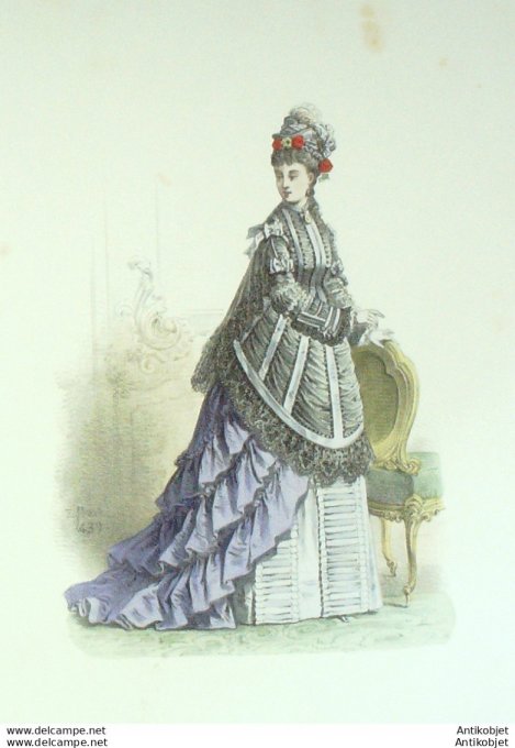 Gravure de mode L'élégance parisienne 1870 n°439 Gd format