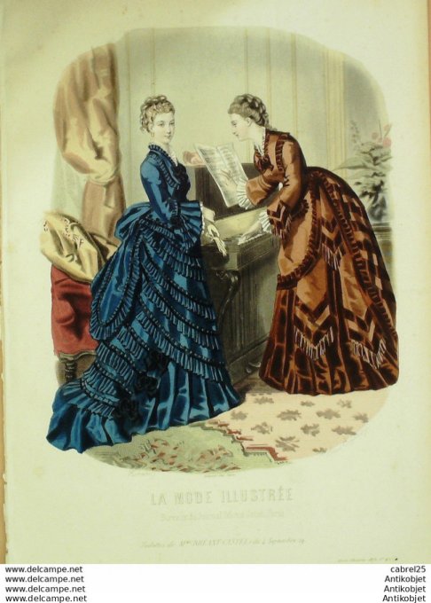 Gravure de mode La Mode illustrée 1873 n°45 (Maison Bréant-Castel)