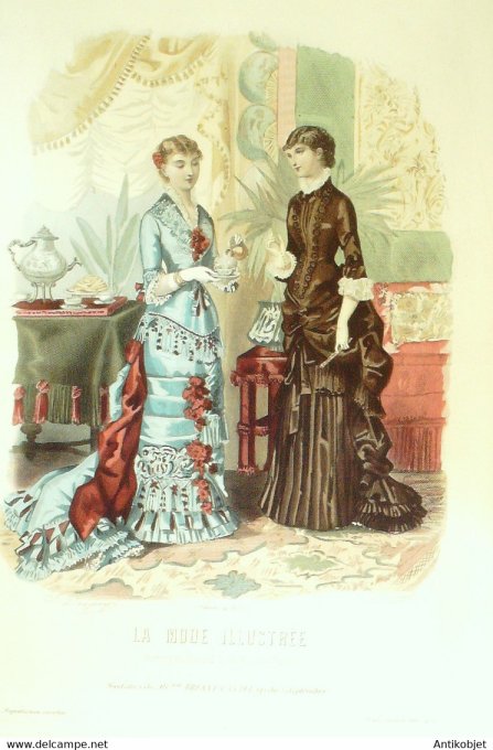 Gravure de mode La Mode illustrée 1881 n°11 (Maison Bréant-Castel)