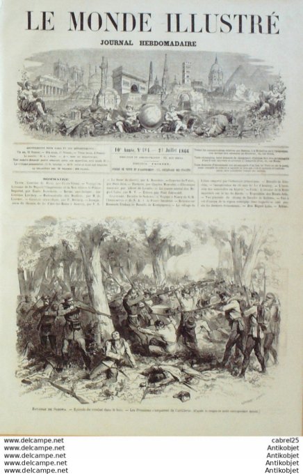 Le Monde illustré 1866 n°484 Tchéquie Sadowa Gitschin Nancy (54) Lettonie Libau Italie Riva Annecy (