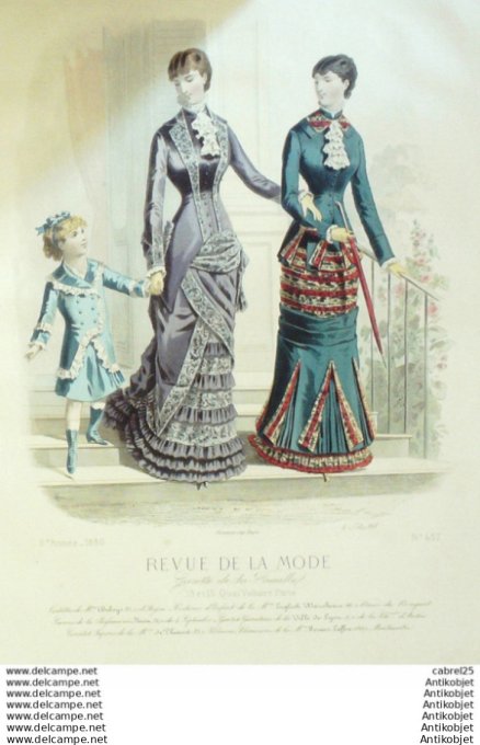 Gravure Mode La Gazette 1880 # 437 (Old Fashion plate)