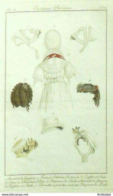 Costume Parisien 1804 an 12 # 552 (eau forte) Fichu ? collet diad ème d'épis