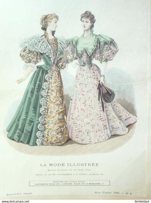 Gravure Mode illustree 1896 # 04 (Old Fashion plate) RARE