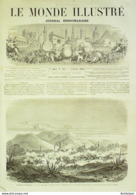 Le Monde illustré 1863 n°304 Madagascar Reine Mexique San-Andrès Chalchicomula Turquie Djemil-Pacha