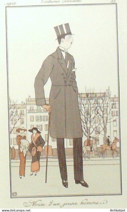 Gravure de mode Costume Parisien 1912 pl.33 BOUTET de MONVEL Bernard