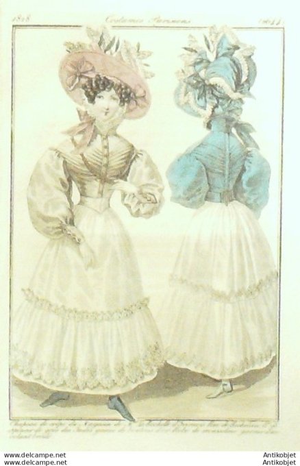 Costume Parisien 1828 # 2644 Spencer de gros des Indes garni