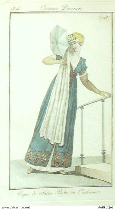 Costume Parisien 1806 # 718 (eau forte) Robe de cachemire