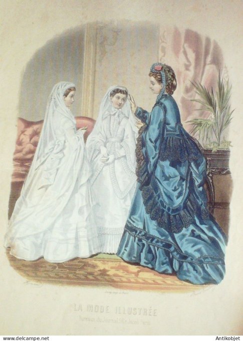 Gravure Mode illustree 1870 # 12 (Old Fashion plate)