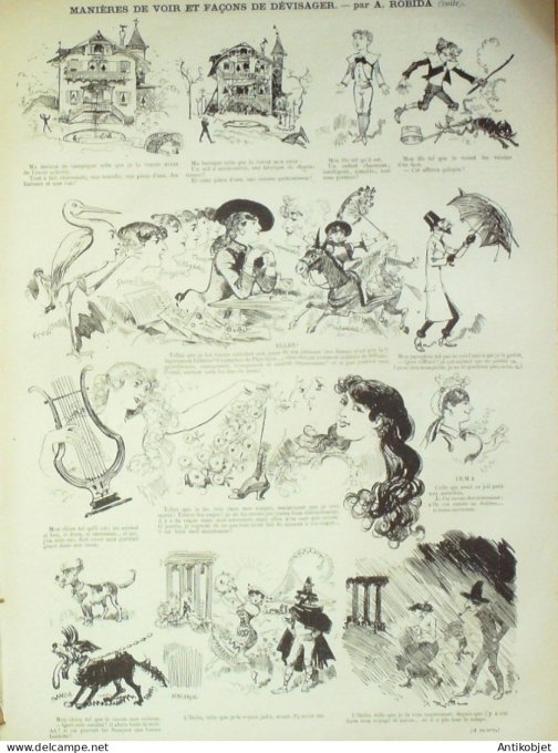 La Caricature 1882 #147 Manières de voir et dévisager Robida Vaudeville Loys Trock