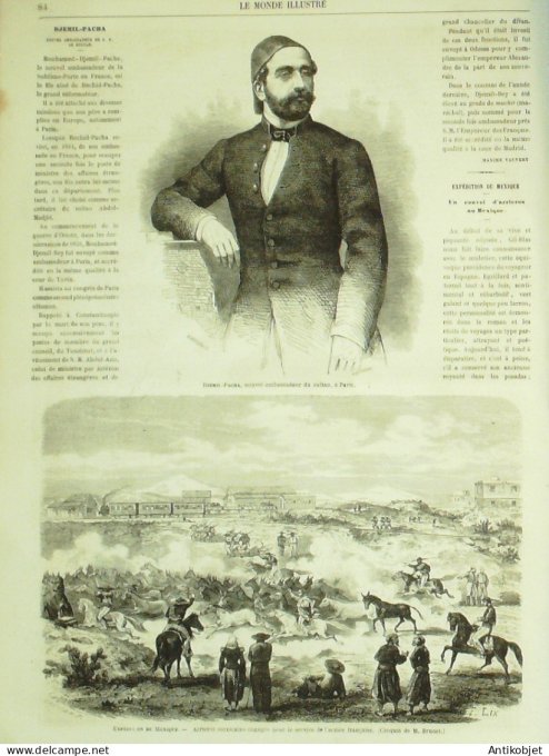 Le Monde illustré 1863 n°304 Madagascar Reine Mexique San-Andrès Chalchicomula Turquie Djemil-Pacha