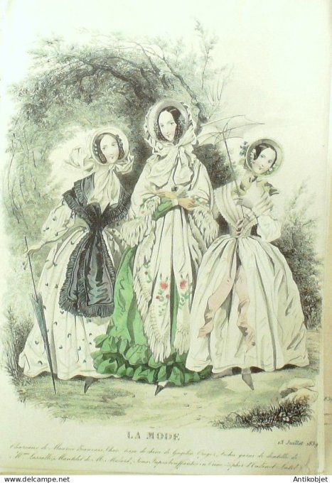 Gravure La mode 1839 # 25 (aquarelle old Fashion plate)