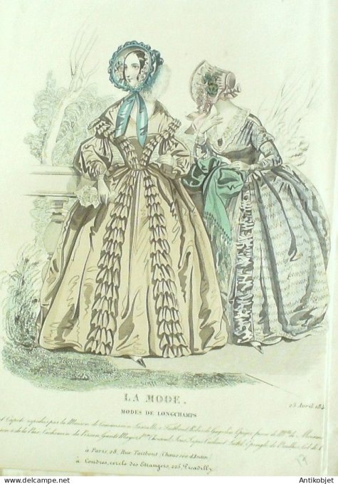 Gravure La mode 1840 # 17 (aquarelle old Fashion plate)