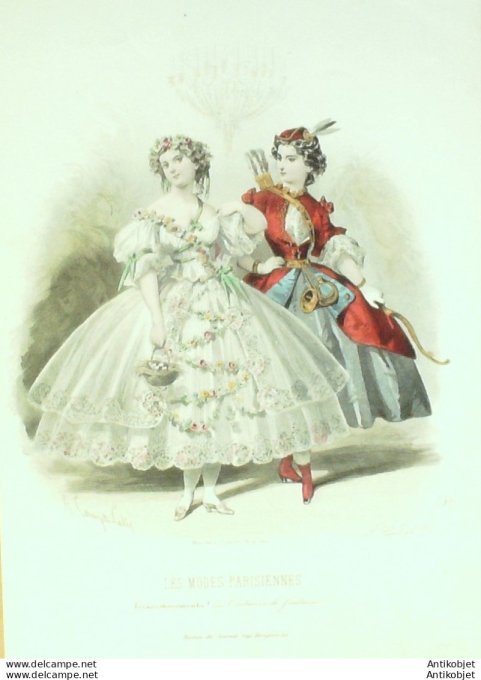 Gravure de mode Les modes parisiennes 1861 n° 934 Travestissements