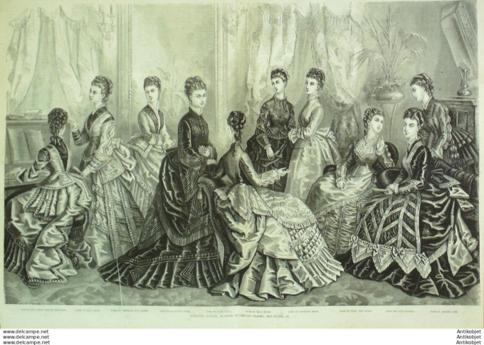 Gravure de mode La Mode illustrée (Maison Fladry) Toilettes dames