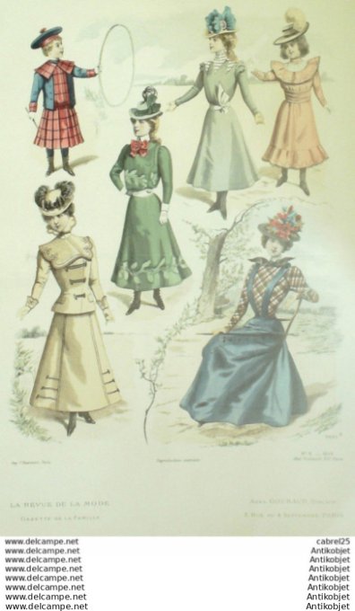 Gravure Mode La Gazette 1899 # 08 (Old Fashion plate)