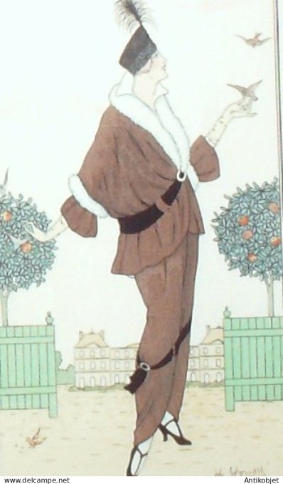 Gravure de mode Costume Parisien 1914 pl.141 HONORE H Robe de Juvetyn