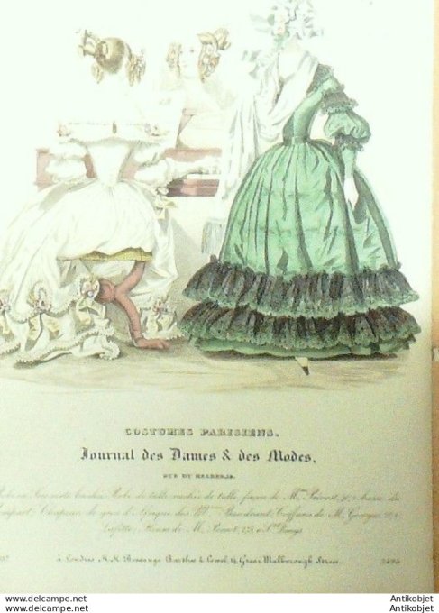 Gravure Mode Costume Parisien 1837 # 3494 (eau forte old Fashion plate