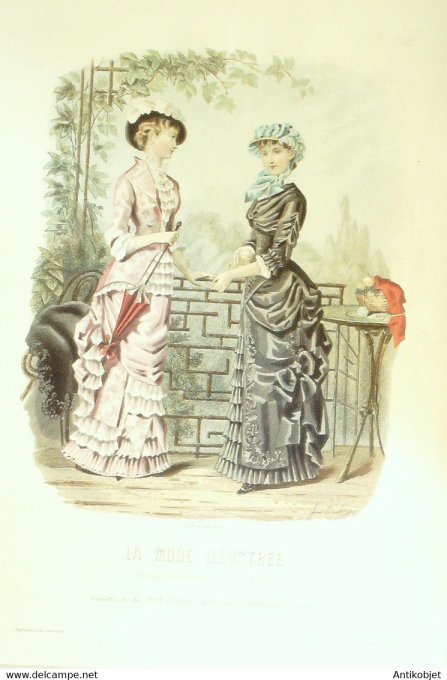 Gravure de mode La Mode illustrée 1881 n°12 (Maison Fladry-Coussinet)