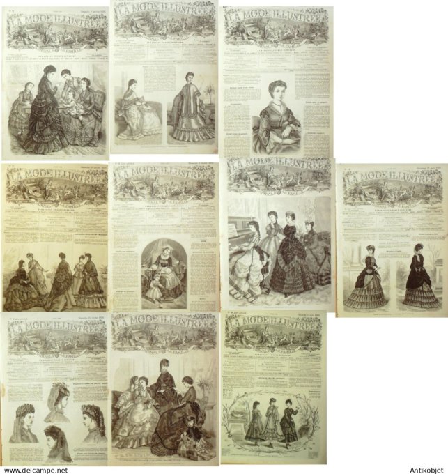 Mode illustree  1870 Lot de 10 journaux